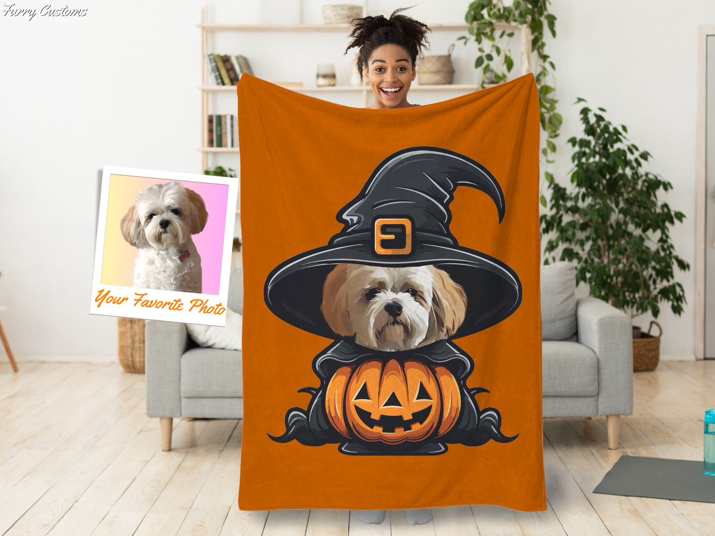 Custom Pet witch Halloween blanket