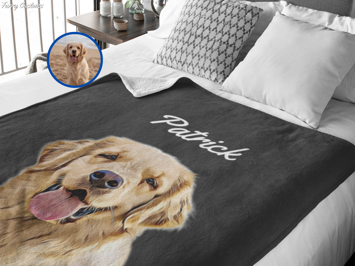 Custom Pet portrait blanket