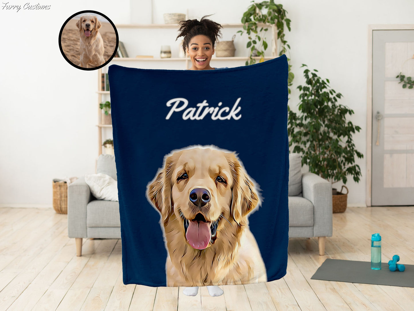 Custom Pet portrait blanket